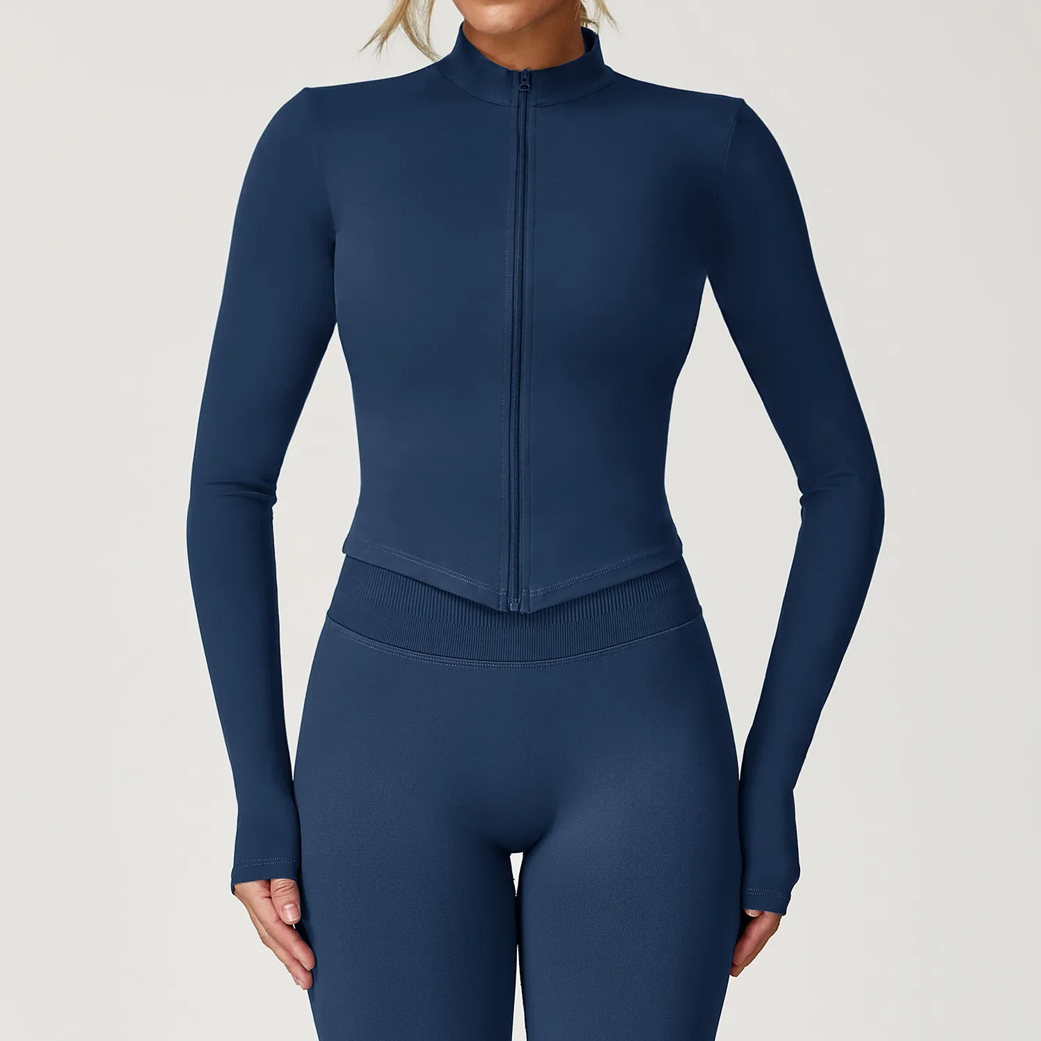Tight Zip Up Jacket​ Lightweight Long Sleeve Yoga Tops​ Private Label Activewear