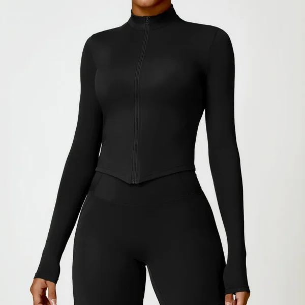 Tight Zip Up Jacket​ Lightweight Long Sleeve Yoga Tops​ Private Label Activewear