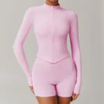 Tight Zip Up Jacket​ Lightweight Long Sleeve Yoga Tops​ Private Label Activewear