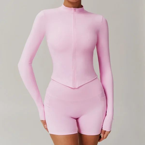 Tight Zip Up Jacket​ Lightweight Long Sleeve Yoga Tops​ Private Label Activewear
