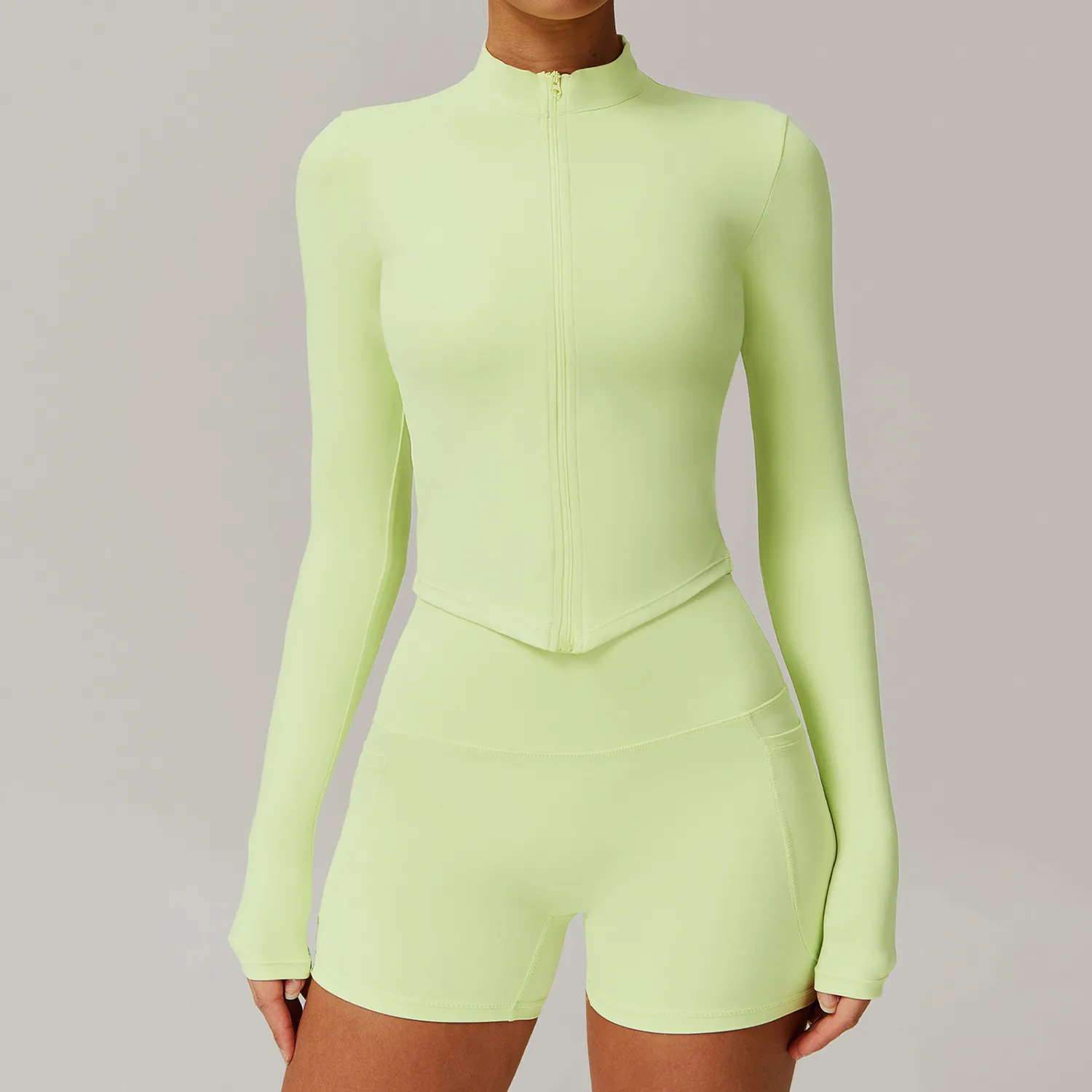 Tight Zip Up Jacket​ Lightweight Long Sleeve Yoga Tops​ Private Label Activewear