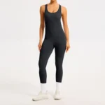 Black Jumpsuit​ Private Label Activewear Manufacturer​ Custom Gym Clothes Bodysuit Fitness Wear​
