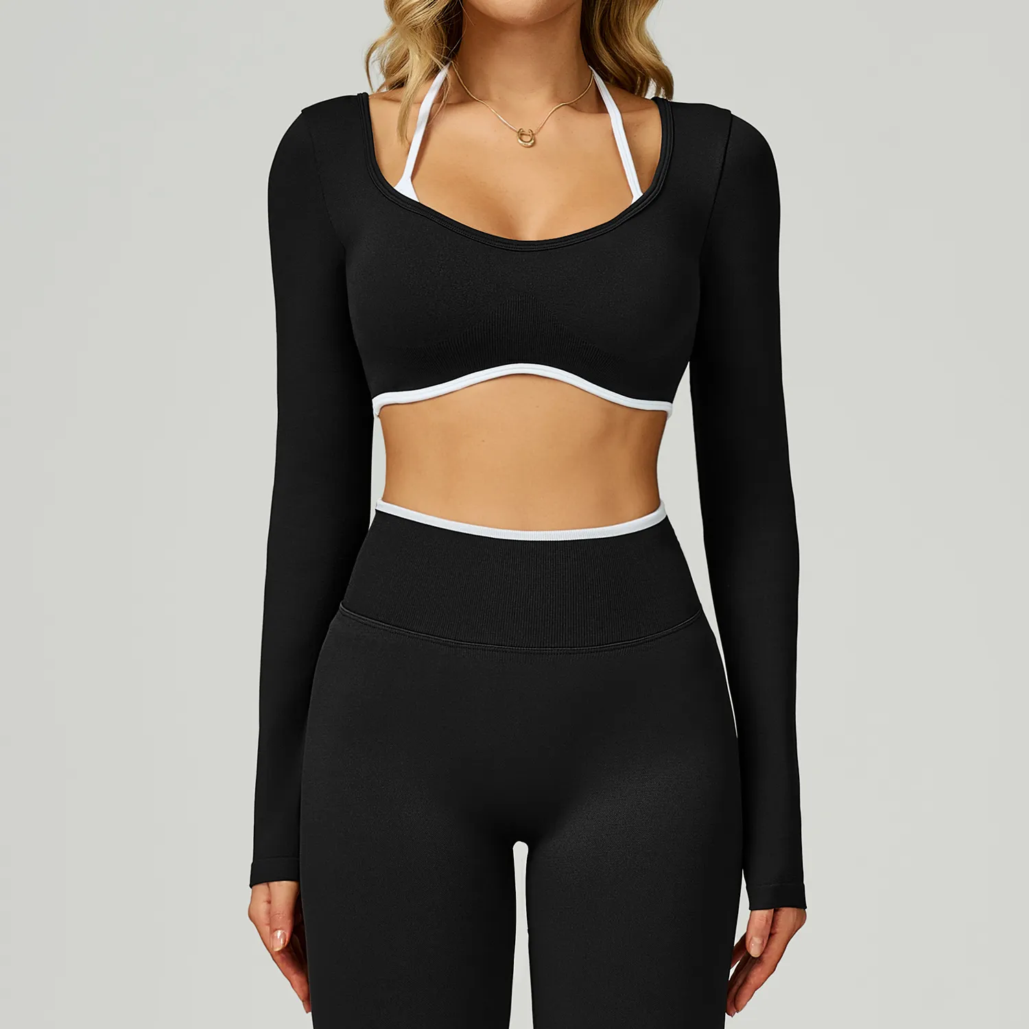 Seamless Workout Clothes Long Sleeve Yoga Tops​ Sports Apparel Manufacturers White Label Activewear