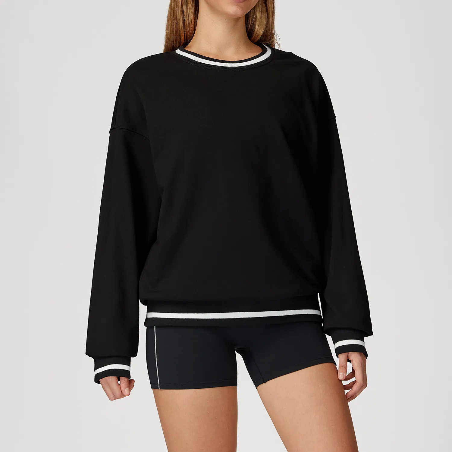 Loose Fit Round Neck Sweatshirt Wholesale Casual Wear Blank Label Clothing Custom Fitness Top
