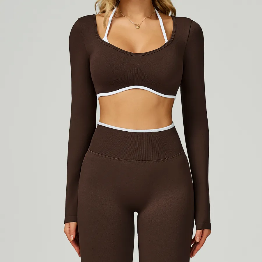 Seamless Workout Clothes Long Sleeve Yoga Tops​ Sports Apparel Manufacturers White Label Activewear
