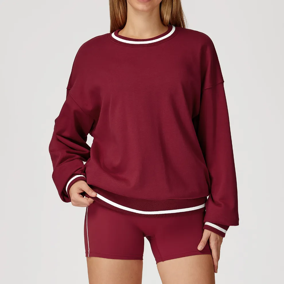 Loose Fit Round Neck Sweatshirt Wholesale Casual Wear Blank Label Clothing Custom Fitness Top