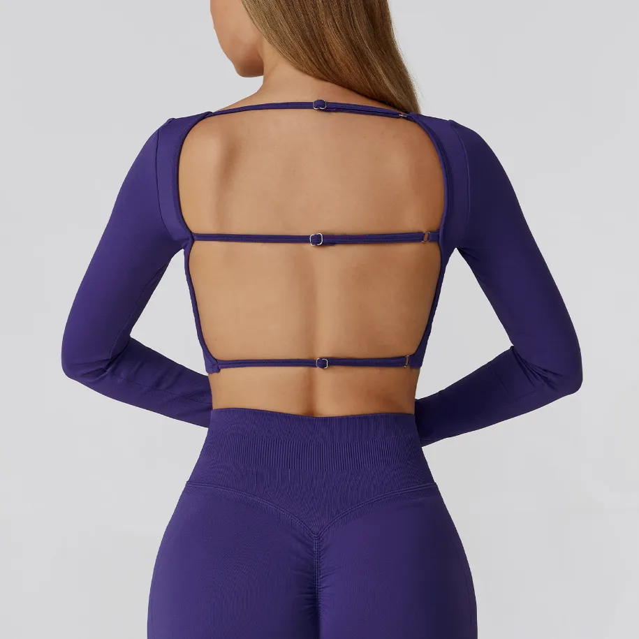 Seamless Long Sleeve Yoga Tops ​Wholesale Gym Clothes Private Label Fitness Apparel Manufacturers