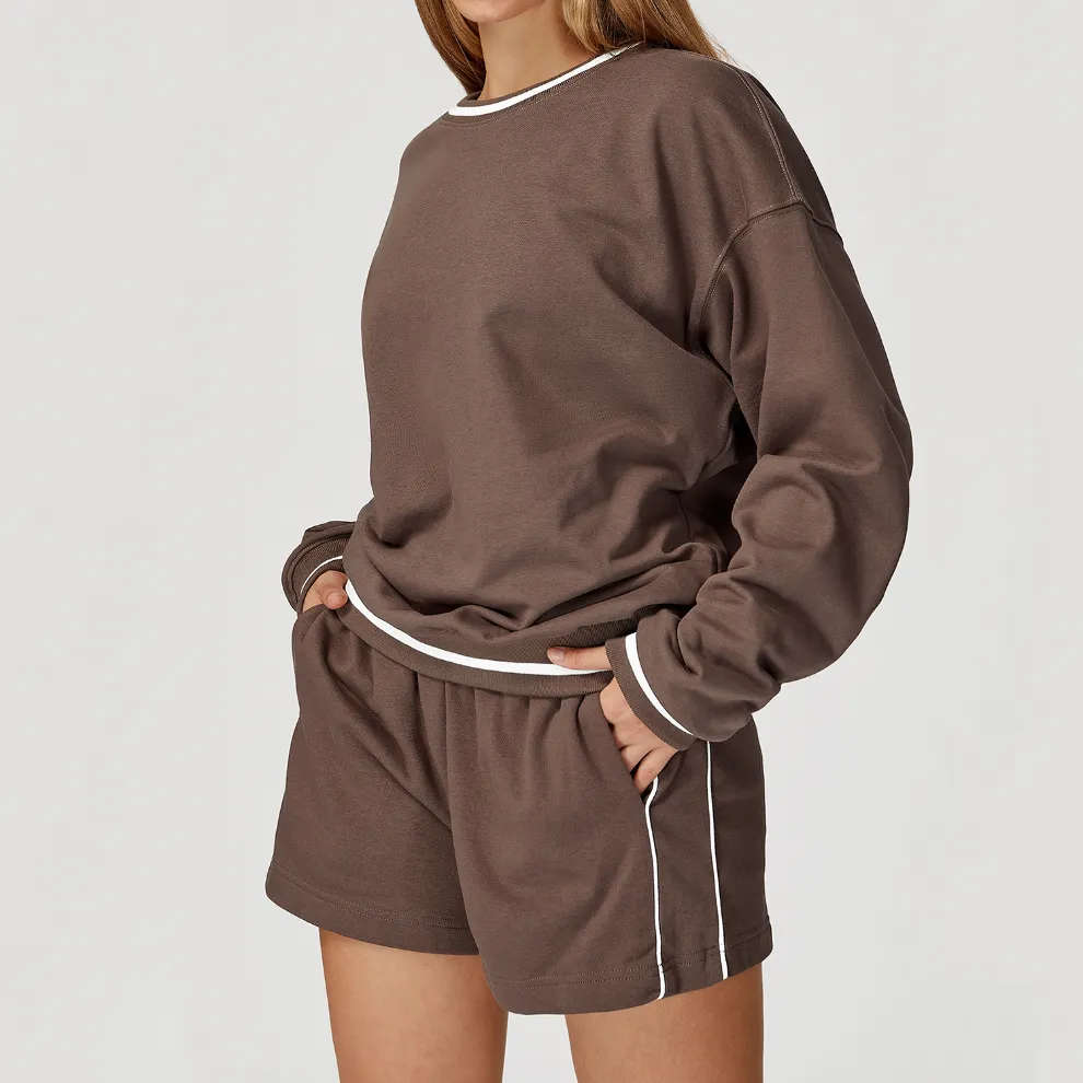 Loose Fit Round Neck Sweatshirt Wholesale Casual Wear Blank Label Clothing Custom Fitness Top Private Label Athletic Wear Athleisure Manufacturers