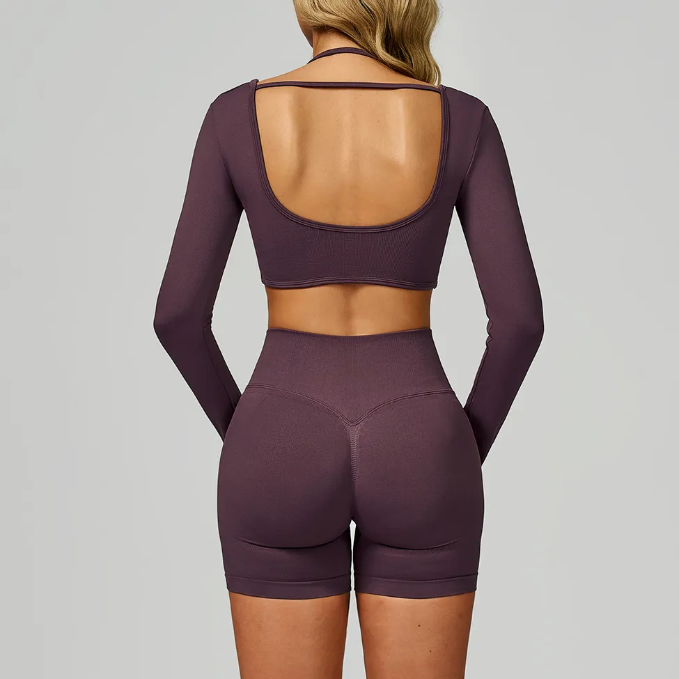 Seamless Workout Clothes Long Sleeve Yoga Tops​ Sports Apparel Manufacturers White Label Activewear