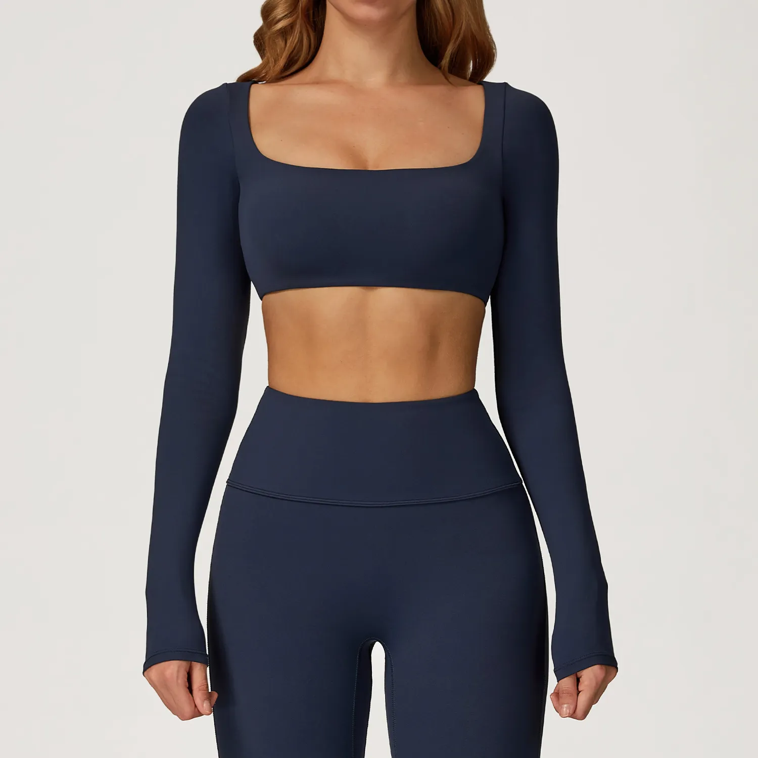 Square Neck Long Sleeve Yoga Top Gym Wear Wholesale Workout Clothing Manufacturers