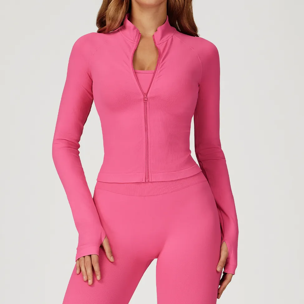 Yoga Jacket Womens Slim Fit Sports Jacket Seamless Activewear Gym Wear Manufacturers