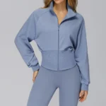 Athletic Wear Manufacturer Women's Stand Collar Zip-Up Fitness Jacket Wholesale Activewear Sets