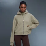 Custom Zip Up Sweatshirts​ Women's Athleisure Clothing Fleece-Lined Hooded Jackets Athletic Wear Manufacturers