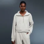 Winter Stand Collar Pullover with Thumbholes Custom Sweatshirts Athleisure Manufacturers Gym Clothes Bulk