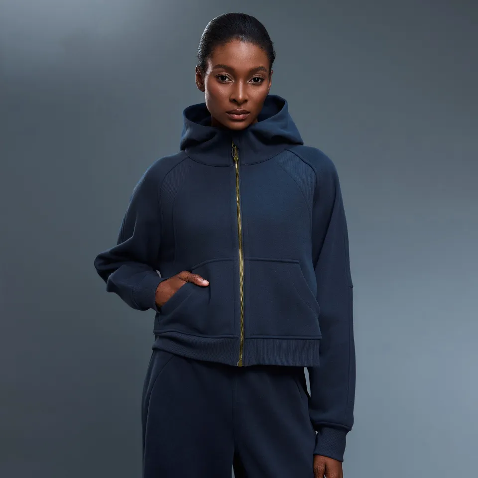 Custom Zip Up Sweatshirts​ Women's Athleisure Clothing Fleece-Lined Hooded Jackets Athletic Wear Manufacturers