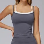Slim Fit Color-Block Workout Shirt for Women Custom Fitness Clothing Yoga Tank Tops