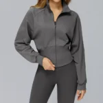 Athletic Wear Manufacturer Women's Stand Collar Zip-Up Fitness Jacket Wholesale Activewear Sets