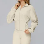 Athletic Wear Manufacturer Women's Stand Collar Zip-Up Fitness Jacket Wholesale Activewear Sets