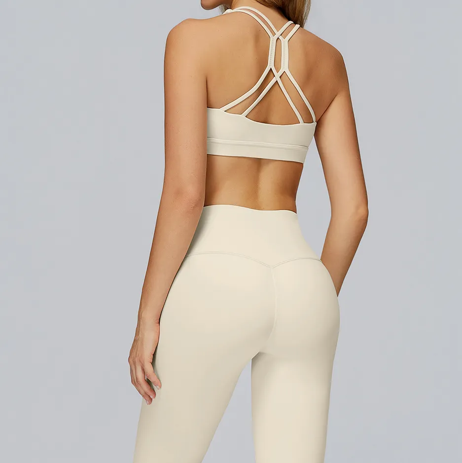 Wholesale Sports Bras Private Label Sportswear Active Wear Manufacturer Cross-Back Padded Sports Bra