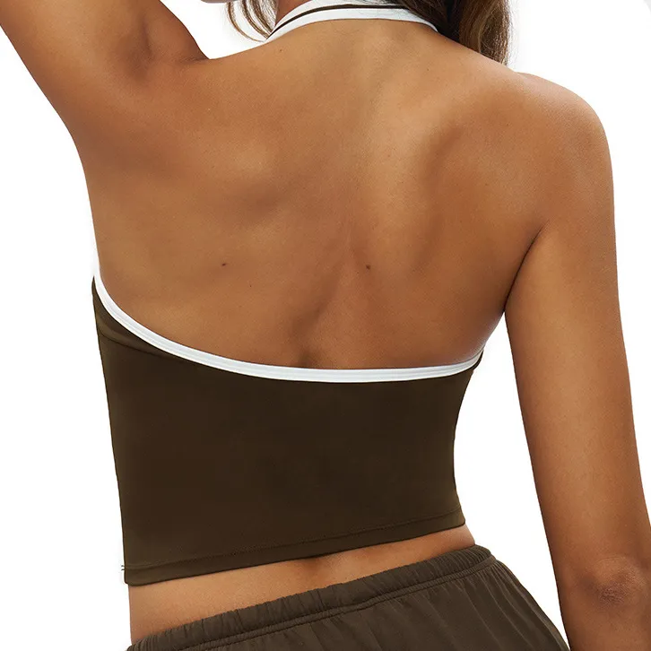 Halter Neck Yoga Tank Top Slim Fit Workout Shirt for Women Custom Sportswear Manufacturer