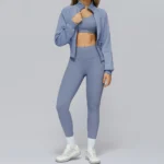 Athletic Wear Manufacturer Women's Stand Collar Zip-Up Fitness Jacket Wholesale Activewear Sets