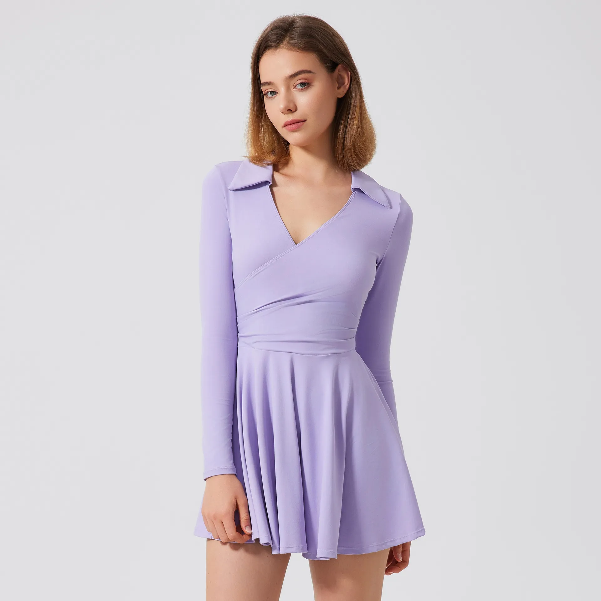 Tennis Skirt Outfits​ Long-Sleeve Golf Dress with Lining Shorts Custom Workout Wear Sports Clothing Suppliers