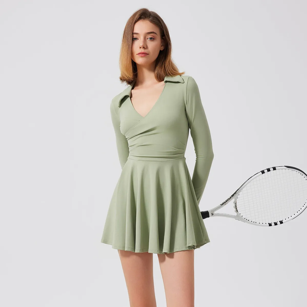 Tennis Skirt Outfits​ Long-Sleeve Golf Dress with Lining Shorts Custom Workout Wear Sports Clothing Suppliers