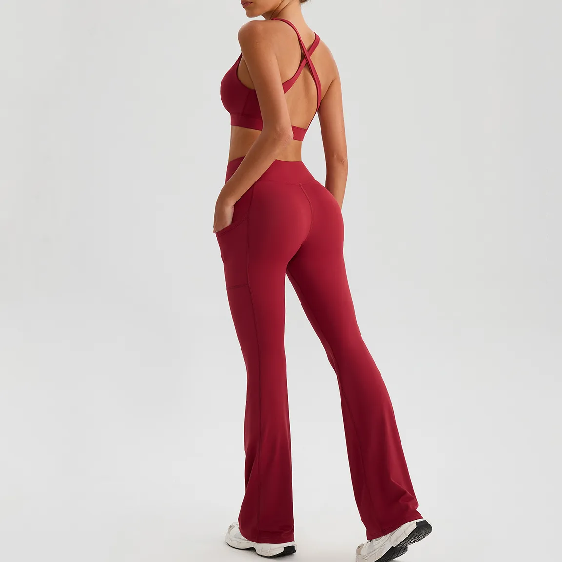 Yoga Pants Suppliers Flared Yoga Pants with Pockets Sportswear From China Personalised Workout Clothes