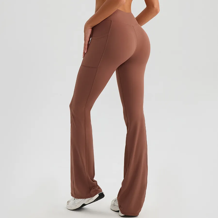 Yoga Pants Suppliers Flared Yoga Pants with Pockets Sportswear From China Personalised Workout Clothes
