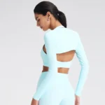 Jia Sportswear Manufacturer Shawl with Long Sleeves White Label Activewear Fitness Jackets Manufacturers