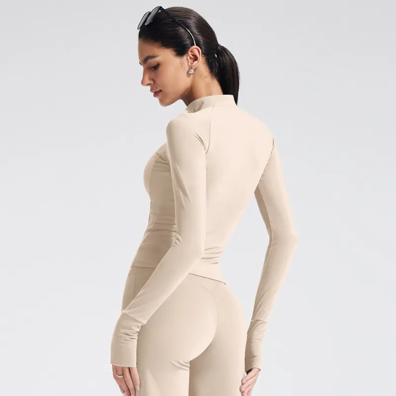 Custom Yoga Jacket Womens Wholesale Slim Fit Jackets Gym Apparel Manufacturer Private Label Sportswear