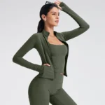 Custom Yoga Jacket Womens Wholesale Slim Fit Jackets Gym Apparel Manufacturer Private Label Sportswear