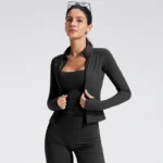 Custom Yoga Jacket Womens Wholesale Slim Fit Jackets Gym Apparel Manufacturer Private Label Sportswear