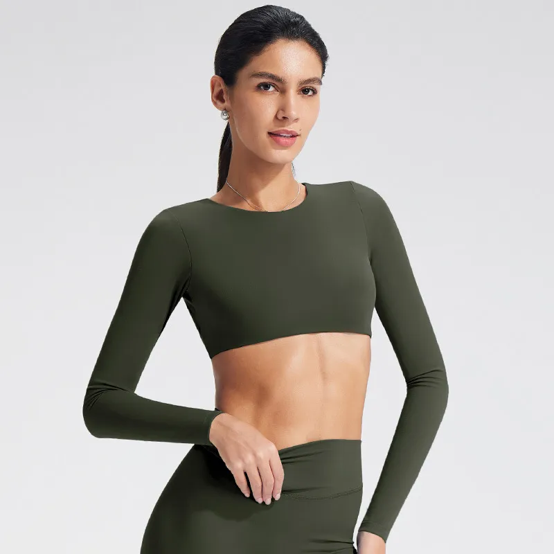 Long Sleeve Yoga Shirts Wholesale Activewear Sets Gym Clothing Distributors Sportswear Wholesaler Slim Fit Suit Tops