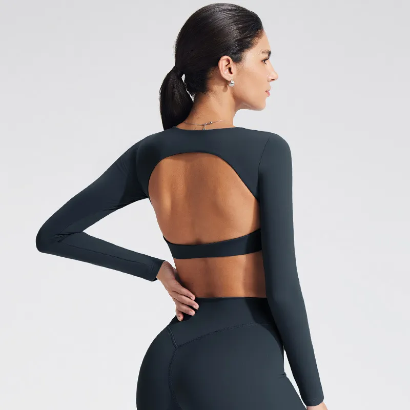 Long Sleeve Yoga Shirts Wholesale Activewear Sets Gym Clothing Distributors Sportswear Wholesaler Slim Fit Suit Tops