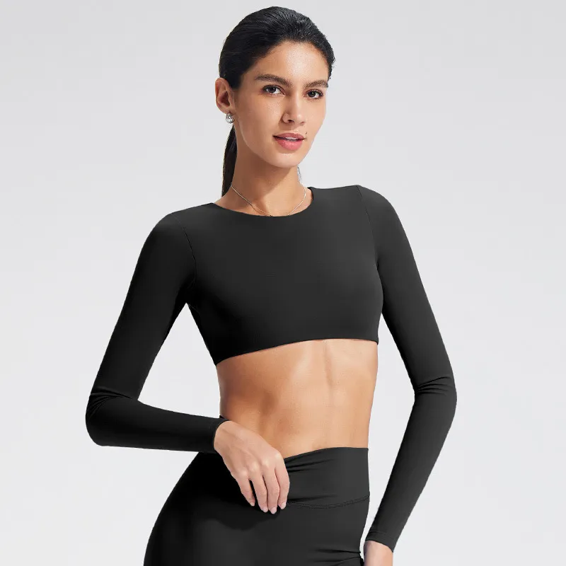 Long Sleeve Yoga Shirts Wholesale Activewear Sets Gym Clothing Distributors Sportswear Wholesaler Slim Fit Suit Tops