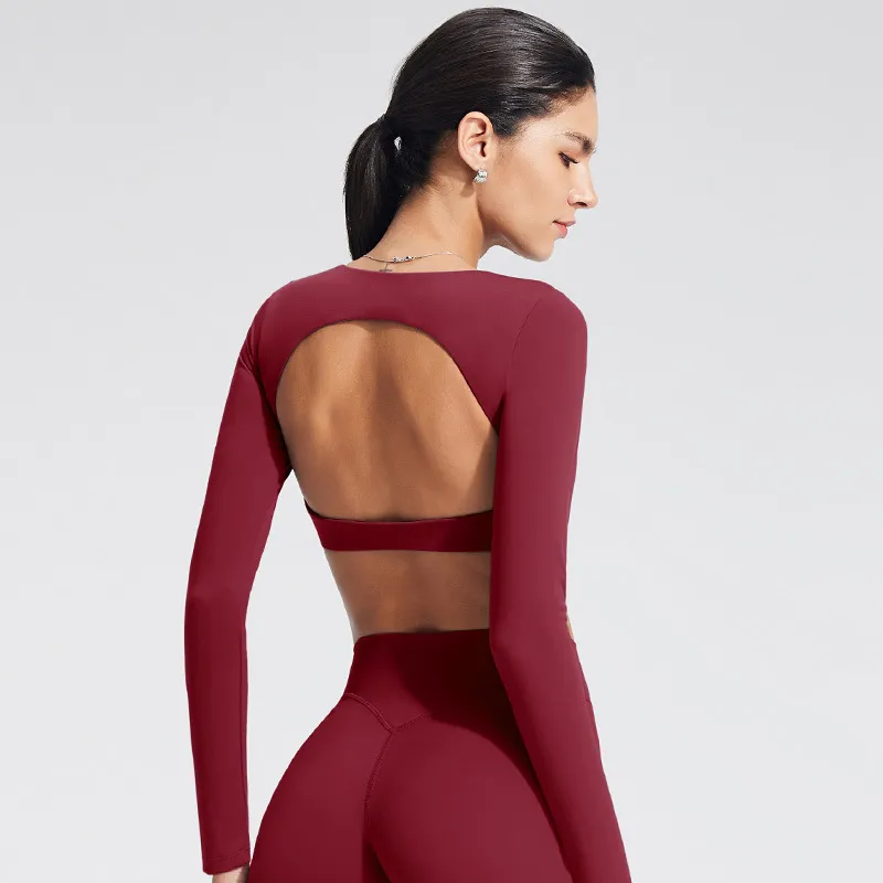 Long Sleeve Yoga Shirts Wholesale Activewear Sets Gym Clothing Distributors Sportswear Wholesaler Slim Fit Suit Tops