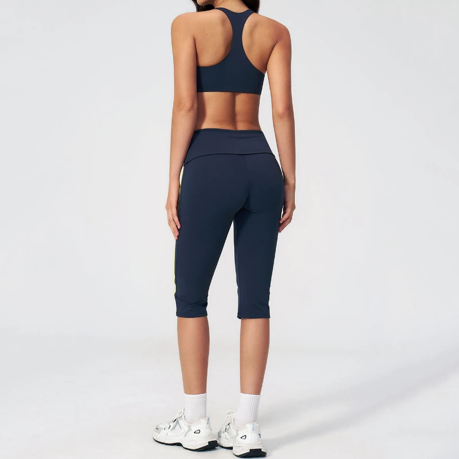 Fold-Over Waist Cropped Yoga Leggings China Clothing Factory Custom Activewear