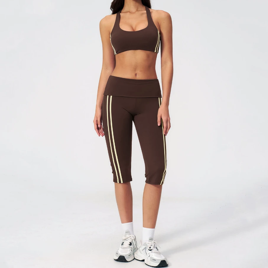 Fold-Over Waist Cropped Yoga Leggings China Clothing Factory Custom Activewear