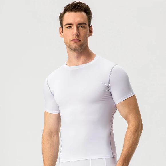 Men's Compression Fit Short Sleeve Training Shirt Sweat Wicking T Shirt Wholesale Mens Activewear