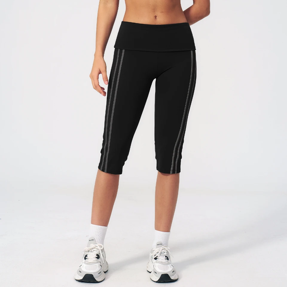 Fold-Over Waist Cropped Yoga Leggings China Clothing Factory Custom Activewear