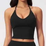 Halter-Neck V-Neck Sports Bra Top with Built-In Pads Custom Gym Wear Manufacturers Wholesale Tank Tops​