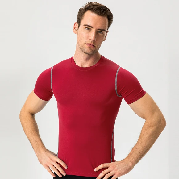 Men's Compression Fit Short Sleeve Training Shirt Sweat Wicking T Shirt Wholesale Mens Activewear