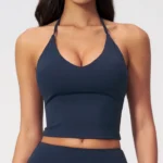 Halter-Neck V-Neck Sports Bra Top with Built-In Pads Custom Gym Wear Manufacturers Wholesale Tank Tops​