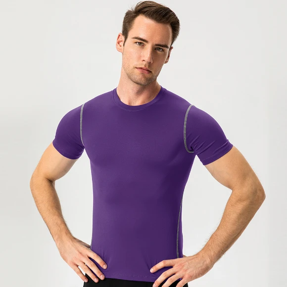 Men's Compression Fit Short Sleeve Training Shirt Sweat Wicking T Shirt Wholesale Mens Activewear