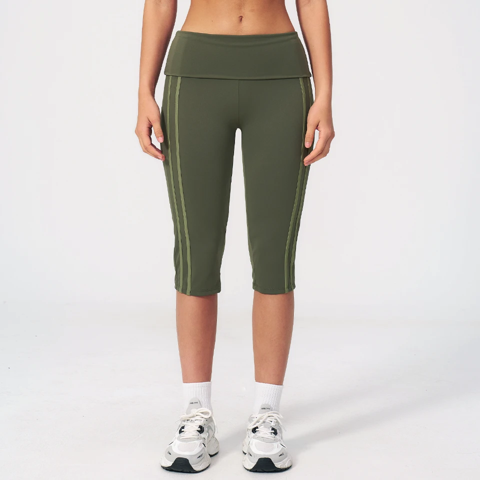 Fold-Over Waist Cropped Yoga Leggings China Clothing Factory Custom Activewear