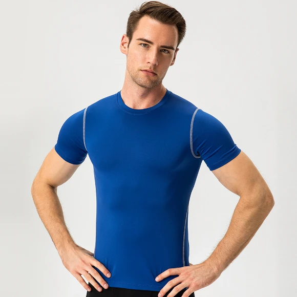 Men's Compression Fit Short Sleeve Training Shirt Sweat Wicking T Shirt Wholesale Mens Activewear