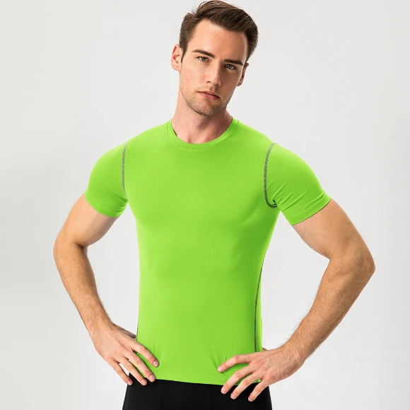 Men's Compression Fit Short Sleeve Training Shirt Sweat Wicking T Shirt Wholesale Mens Activewear
