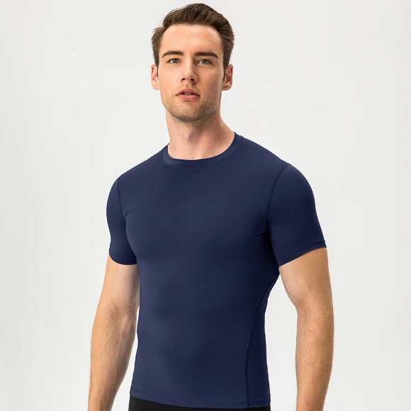 Men's Compression Fit Short Sleeve Training Shirt Sweat Wicking T Shirt Wholesale Mens Activewear
