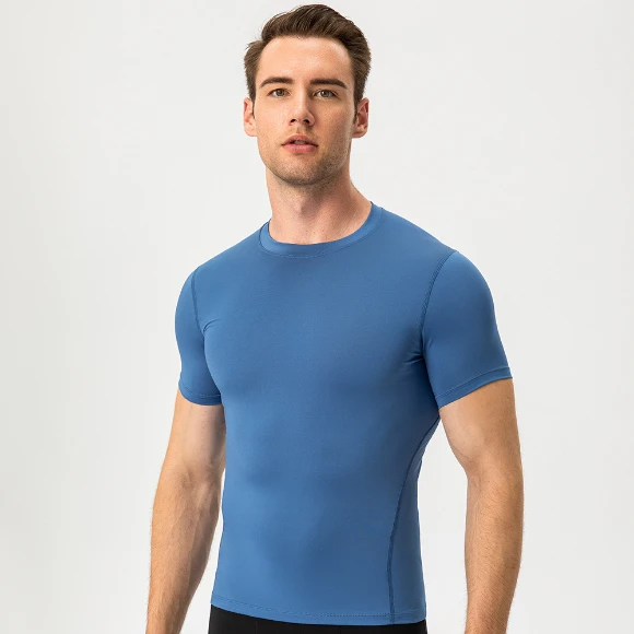 Men's Compression Fit Short Sleeve Training Shirt Sweat Wicking T Shirt Wholesale Mens Activewear